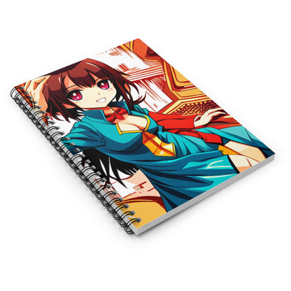 Anime Girl in a Blue Dress Spiral Notebook - Ruled Line