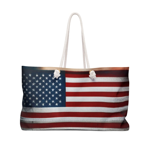 Rustic American Flag Weekender Bag