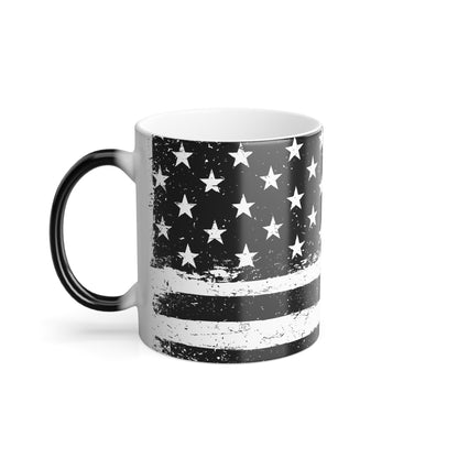 Monotone American Flag Color Morphing Mug, 11oz