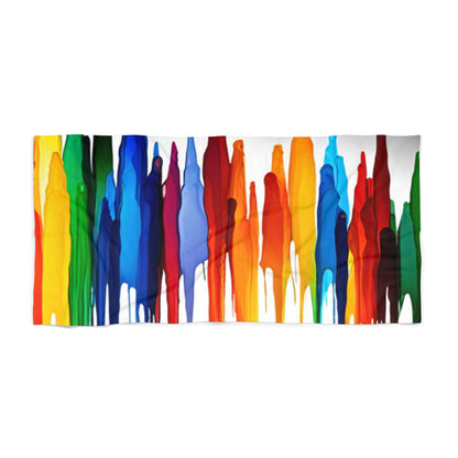 Rainbow Dripping Crayons Beach Towel