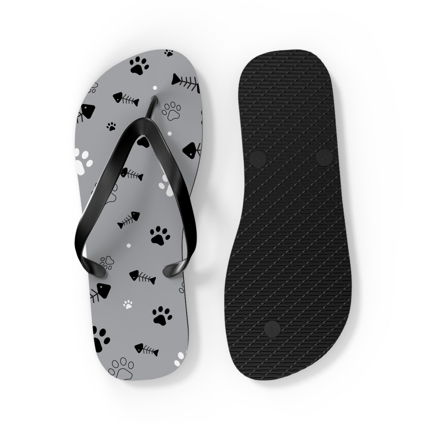 Paw Prints & Fish Bones Flip Flops