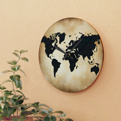 Vintage World Map Acrylic Wall Clock