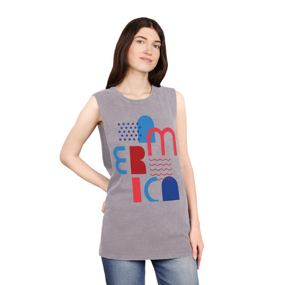 Geometric America Unisex Stonewash Tank Top