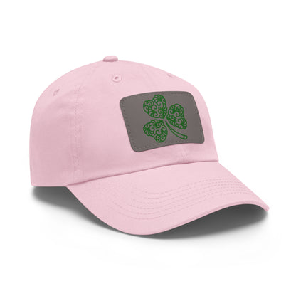 Four Leaf Clover Dad Hat with Leather Patch (Rectangle)