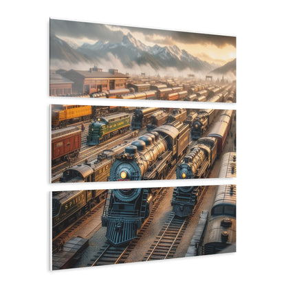 Train Yard Acrylic Prints (Triptych)