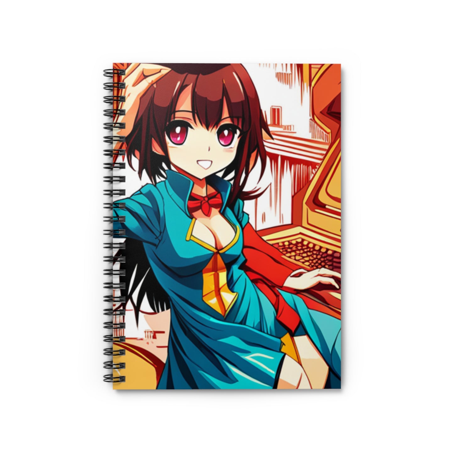 Anime Girl in a Blue Dress Spiral Notebook - Ruled Line