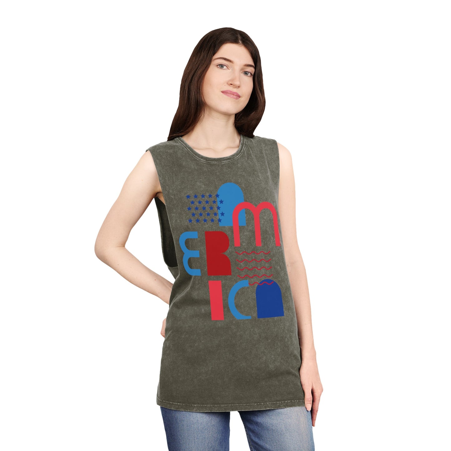 Geometric America Unisex Stonewash Tank Top