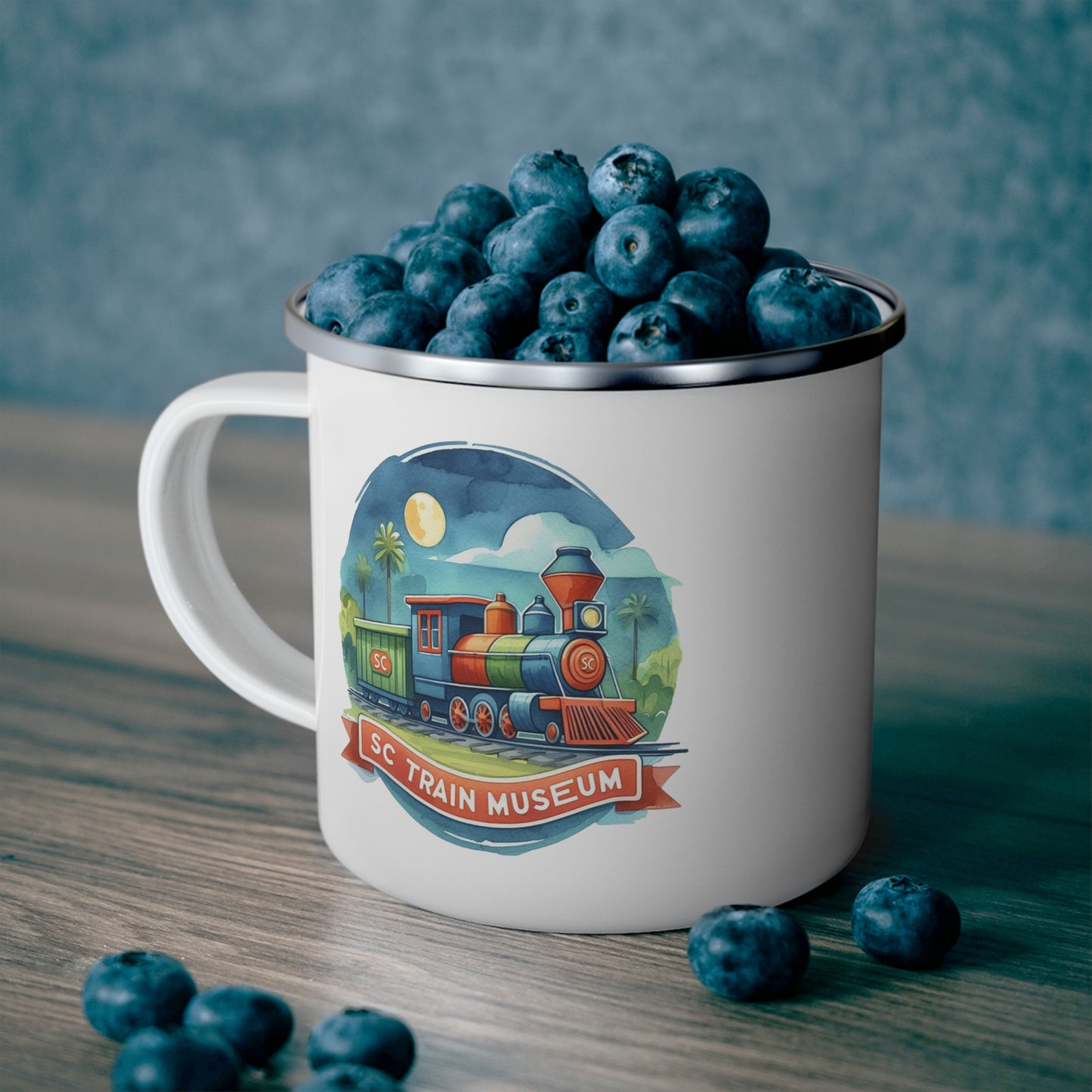 Colorful SC Train Museum Enamel Camping Mug