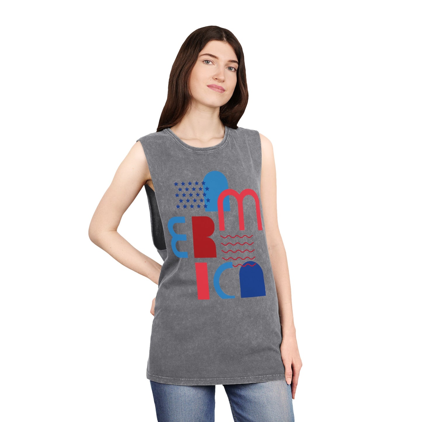 Geometric America Unisex Stonewash Tank Top