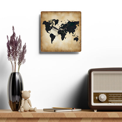 Vintage World Map Acrylic Wall Clock