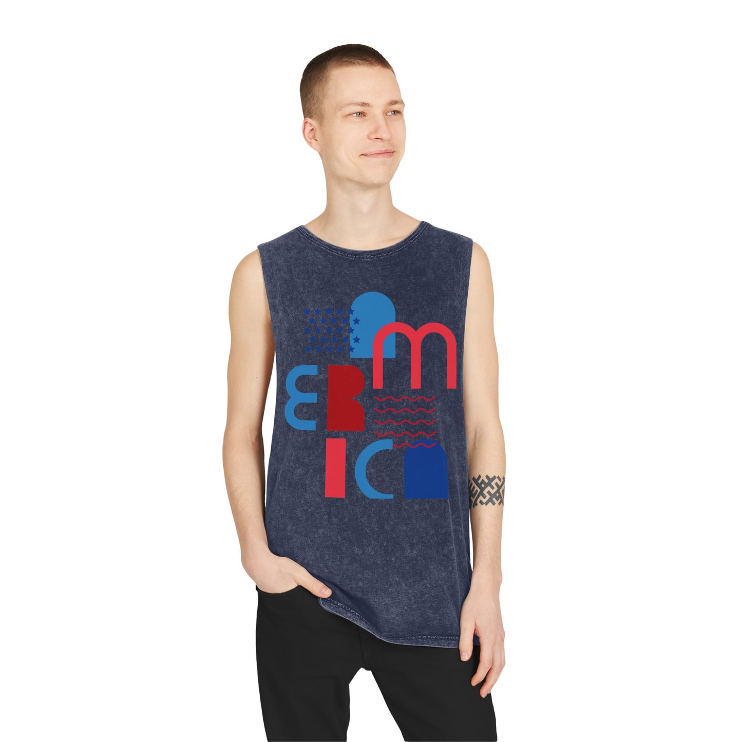 Geometric America Unisex Stonewash Tank Top