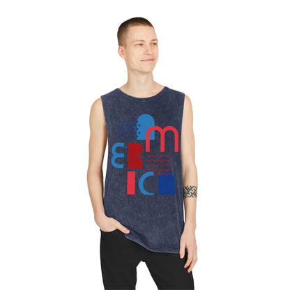 Geometric America Unisex Stonewash Tank Top