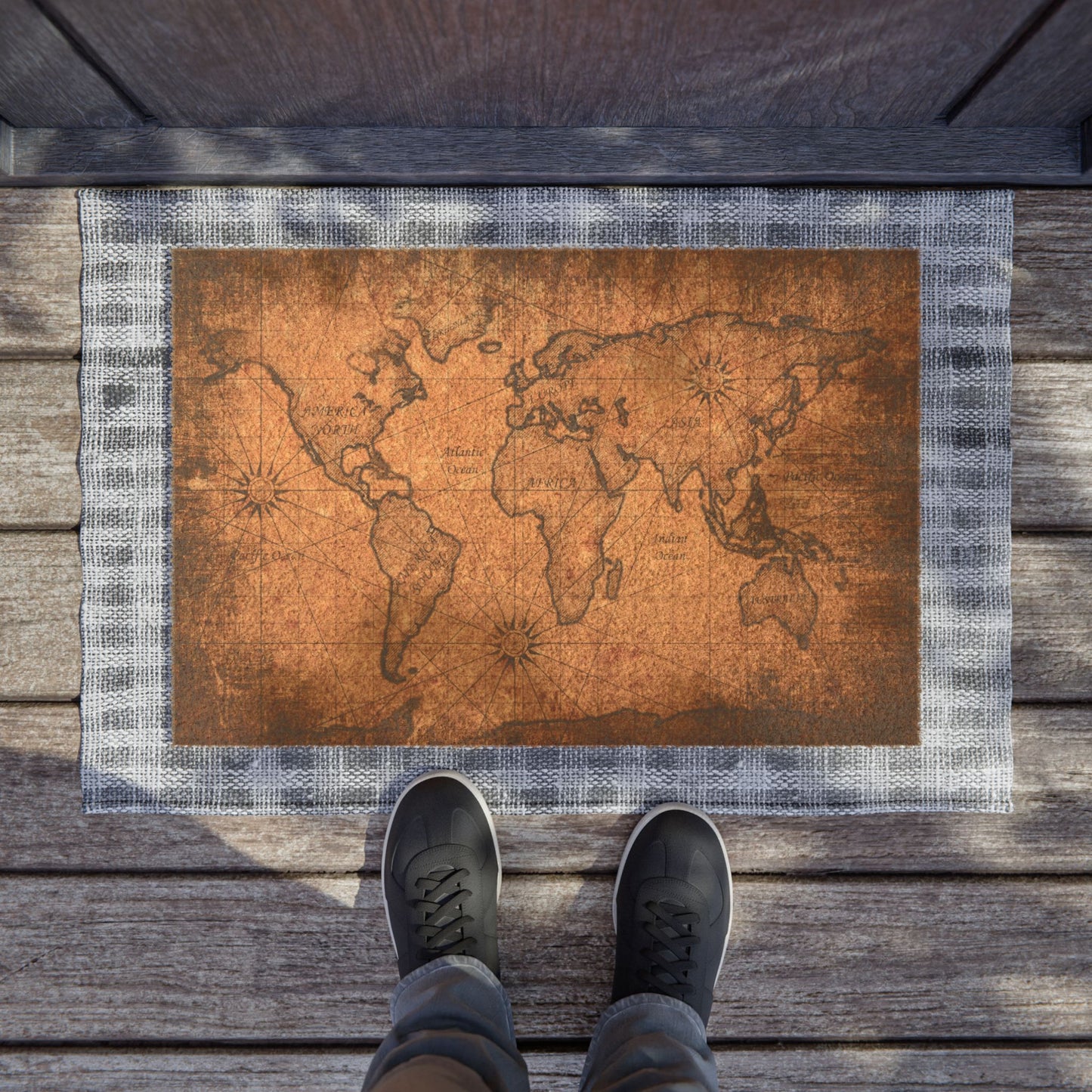 Vintage Map Continents Doormat