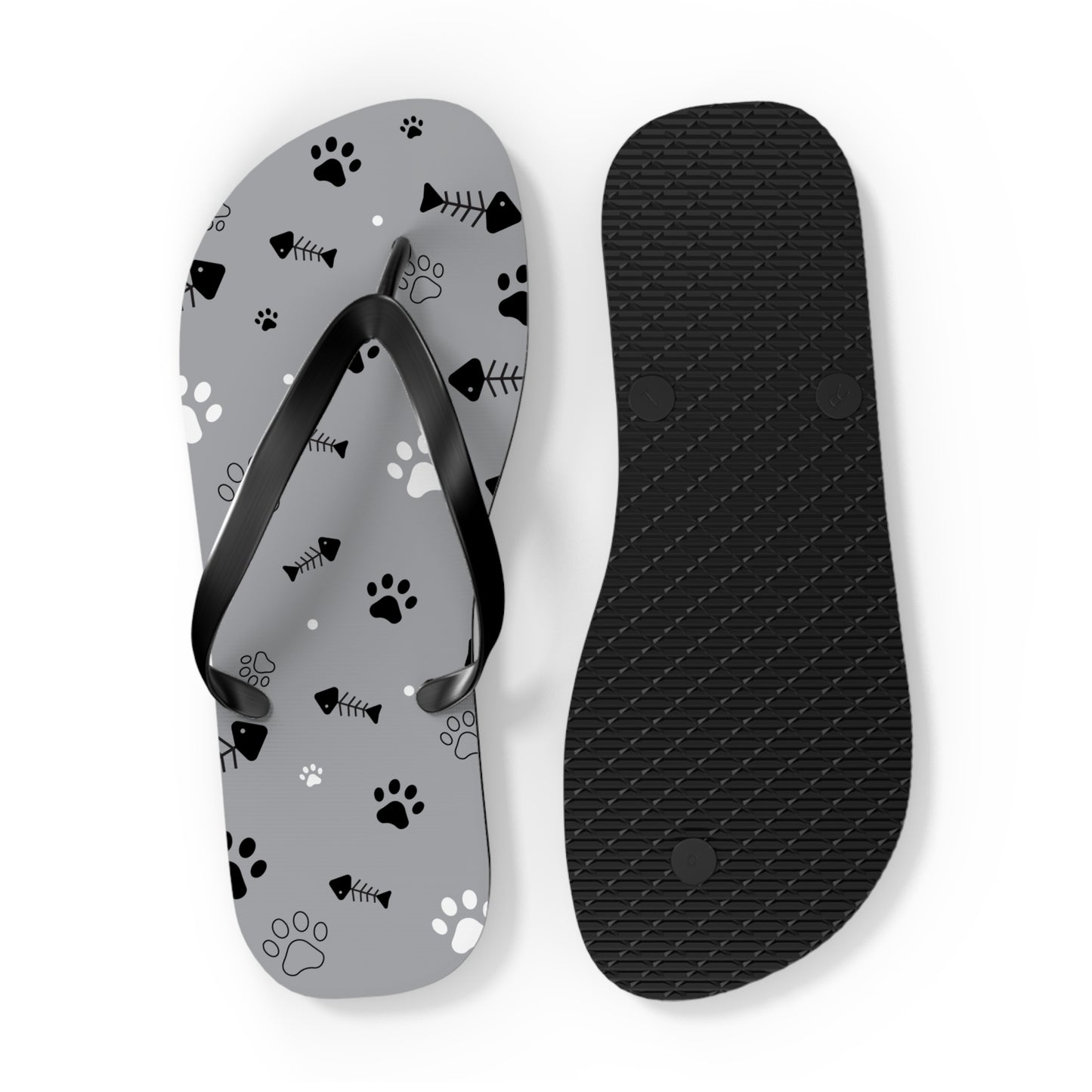 Paw Prints & Fish Bones Flip Flops