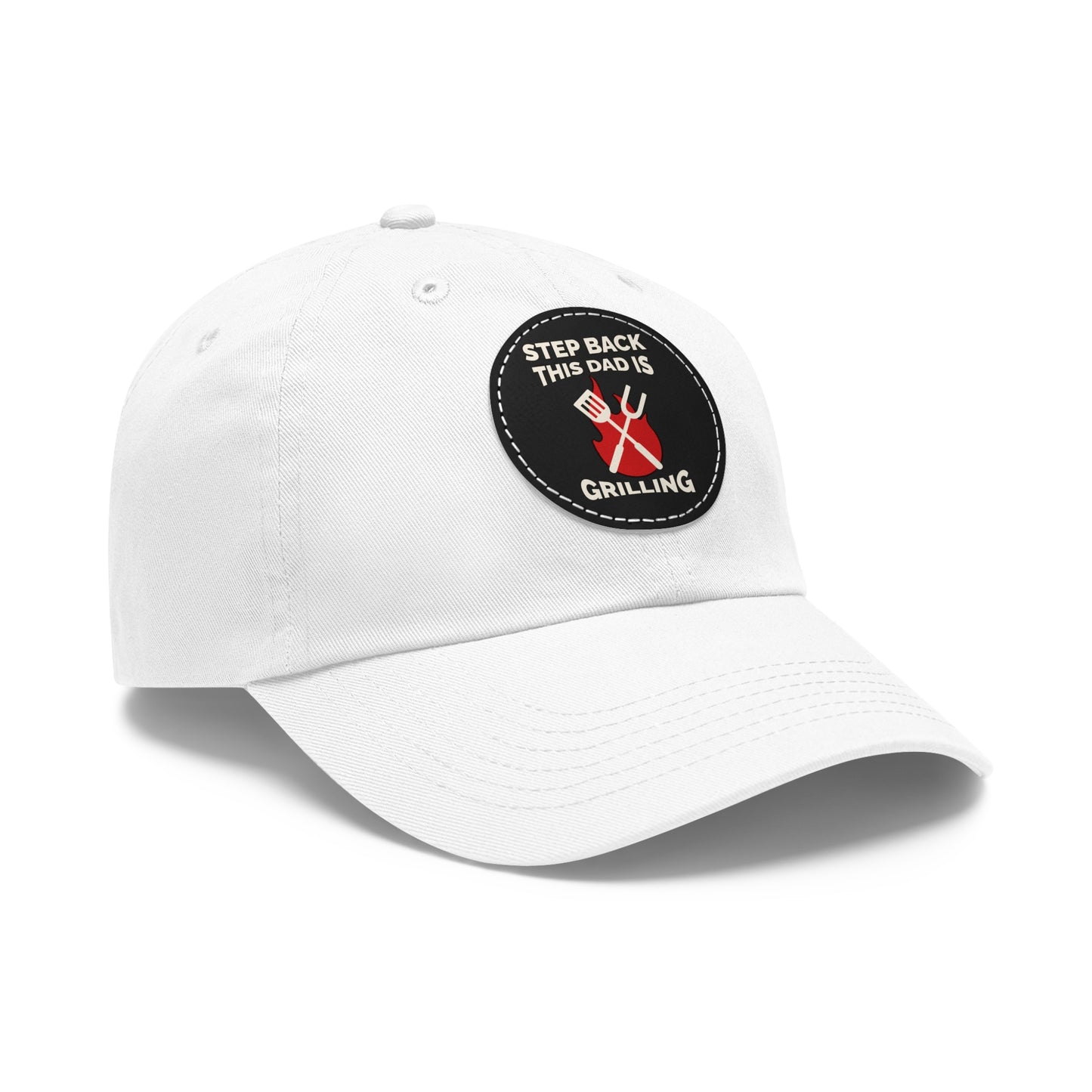 “Dad is Grilling” Dad Hat with Leather Patch (Round)