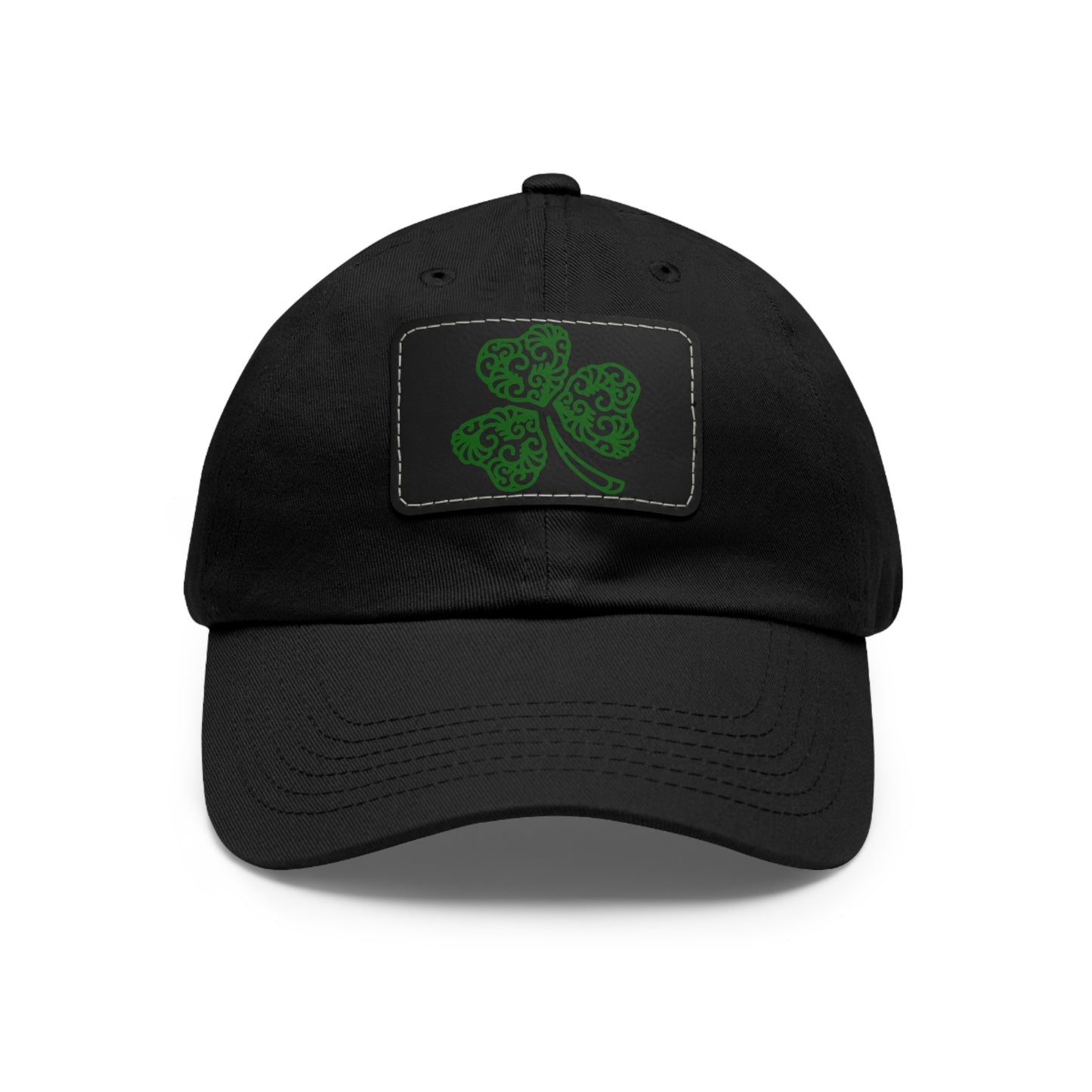 Four Leaf Clover Dad Hat with Leather Patch (Rectangle)