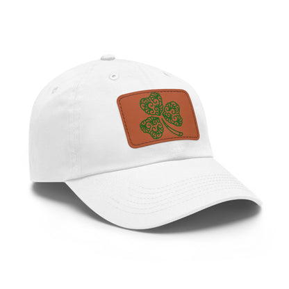 Four Leaf Clover Dad Hat with Leather Patch (Rectangle)