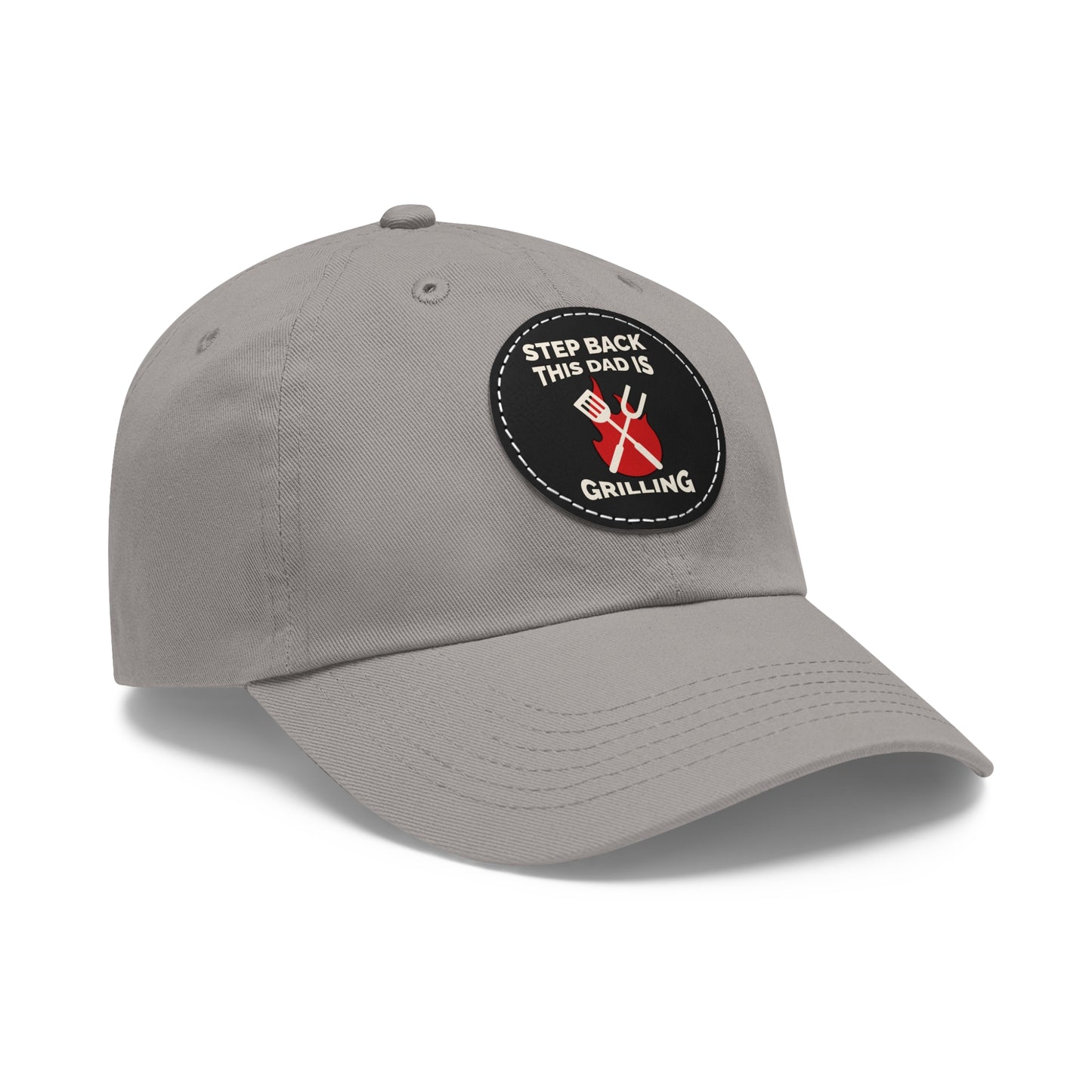 “Dad is Grilling” Dad Hat with Leather Patch (Round)