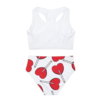 Love & Heart Lollipops Girls Two Piece Swimsuit